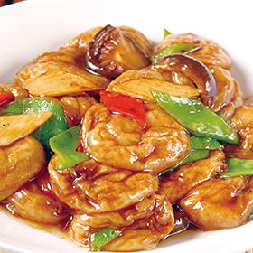 Sautéed Gluten w. Mushrooms<br> & Bamboo Shoots<br>双冬面筋