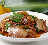 Sichuan Style<br>Twice-Cooked Pork (Spicy)<br>川味回锅肉（辣）